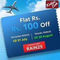  Rainy Day Discount Extended. Flat Rs 100 OFF. Save More Keep Flying